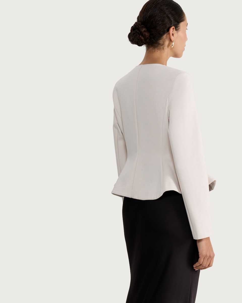 image 1 of F&F Ponte Gold Button Fitted Jacket in Stone