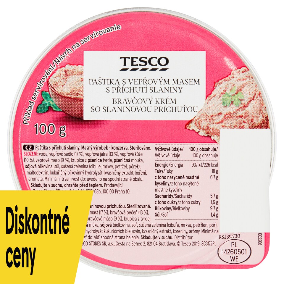 Tesco Bravčový krém so slaninovou príchuťou 100 g