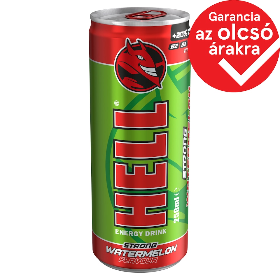 HELL Strong görögdinnye- és tuttifruttiízű, koffeintartalmú, szénsavas energiaital 250 ml