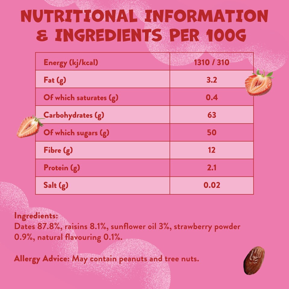 image 1 of Goodies Strawberry & Date Fruit Bars 5x20g
