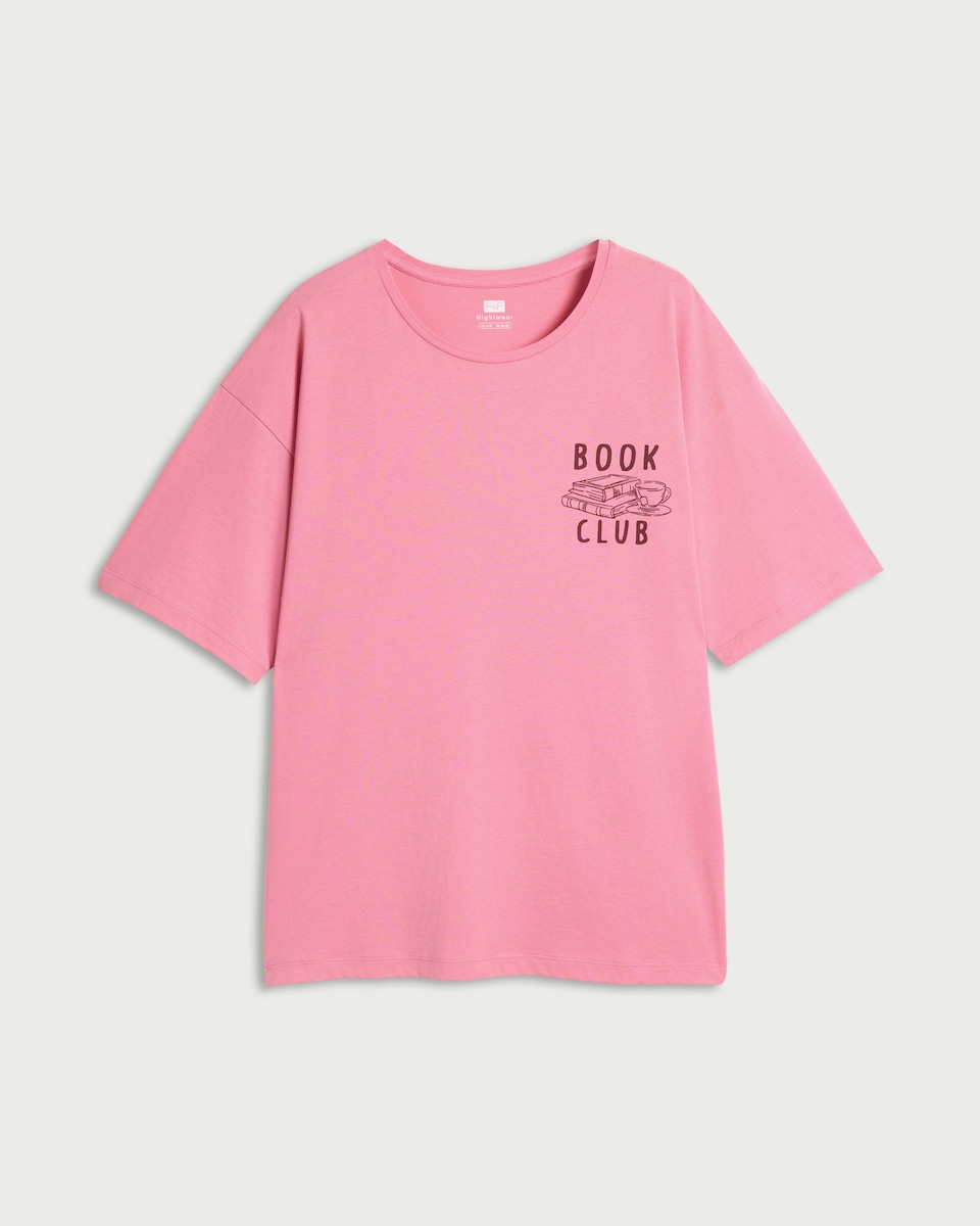 image 1 of F&F Pure Cotton Book Club Pyjama T-Shirt in Pink