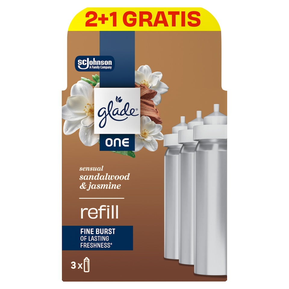 Glade One Sensual Sandalwood & Jasmine koncentrált légfrissítő aeroszol utántöltő 3 x 10 ml (30 ml )