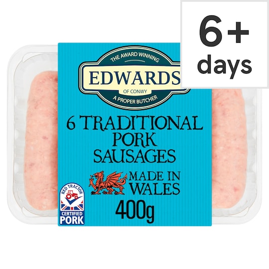 Edwards Of Conwy Traditional Pork Sausage 400G Tesco Groceries