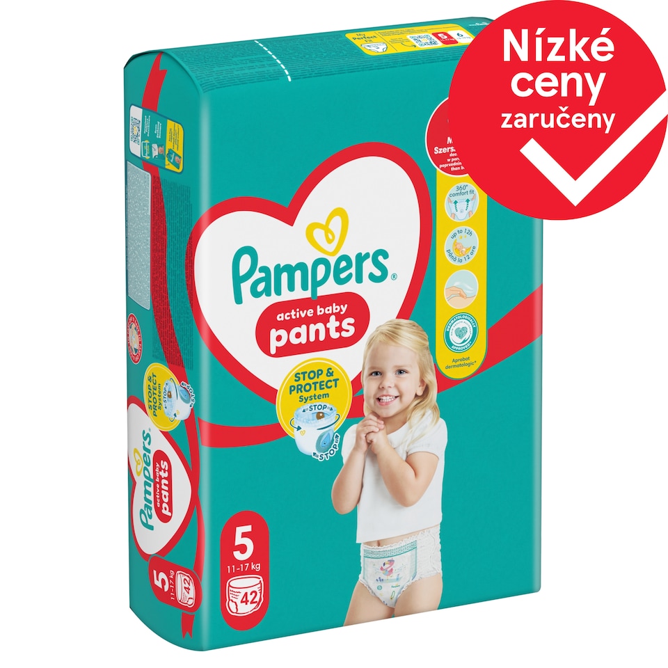 Obrázek 1 pro produkt Plenkové Kalhotky Pampers Active Baby Pants, Velikost 5, 42 Plenky, 11kg-17kg