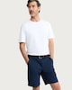 image 1 of F&F Cotton Rich Patterned Belted Chino Shorts in Navy
