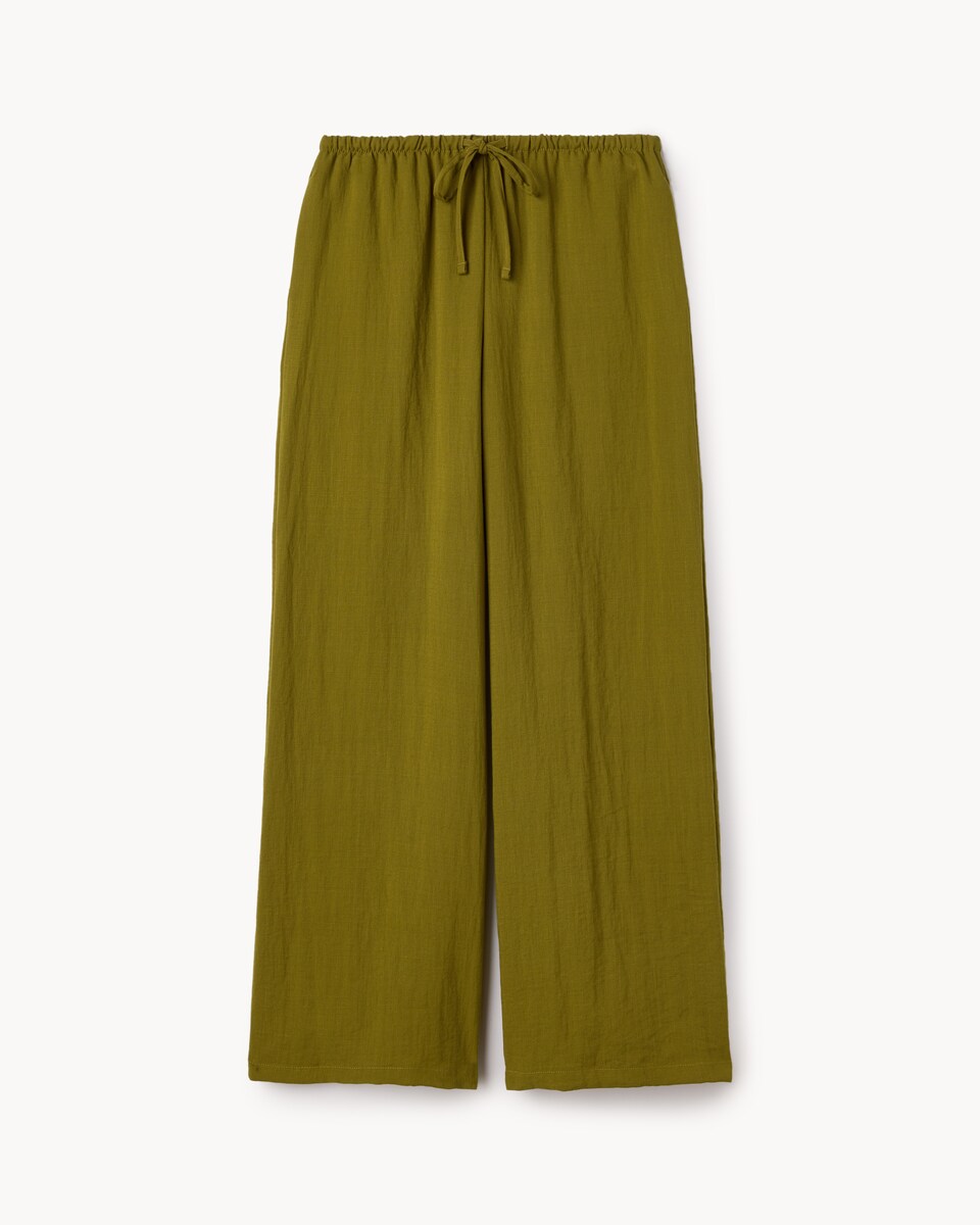image 1 of F&F Textured Wide Leg Trousers in Khaki