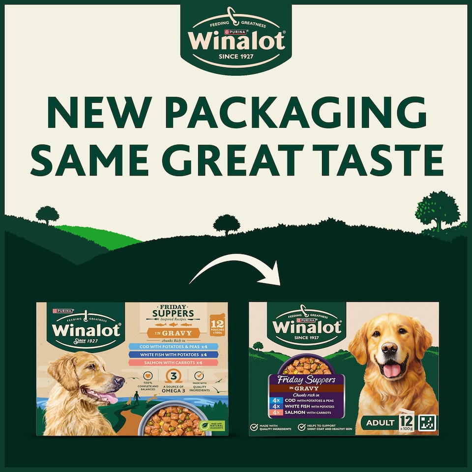 image 1 of WINALOT Friday Suppers Mixed Variety Fish in Gravy Wet Dog Food 12x100g