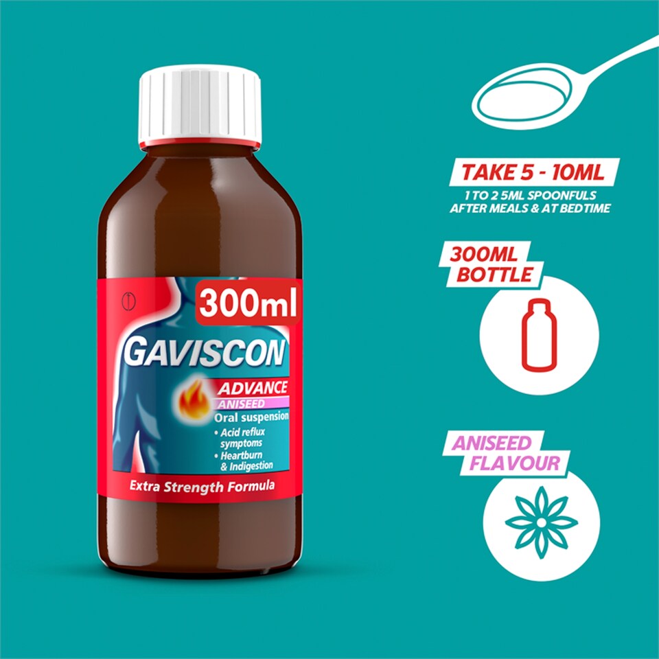 image 1 of Gaviscon Advance Liquid Heartburn Relief Aniseed 300ml