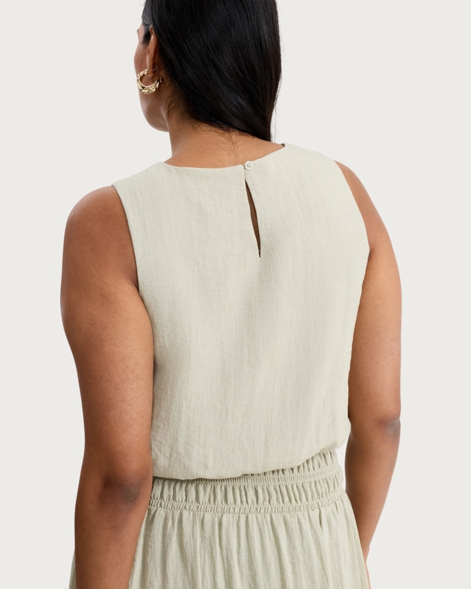 image 1 of F&F Bubble Hem Sleeveless Co-ord Top in Green