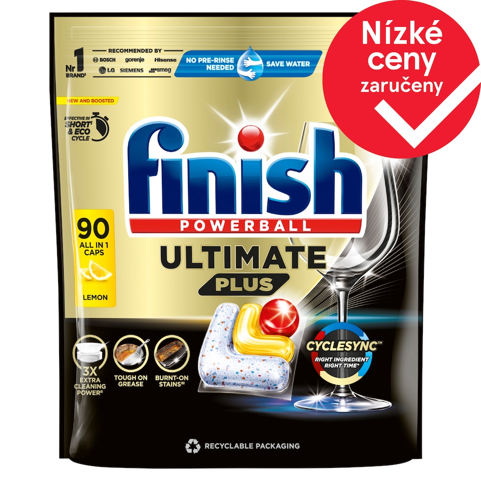 Finish Ultimate Plus kapsle do myčky nádobí - Lemon 90 ks