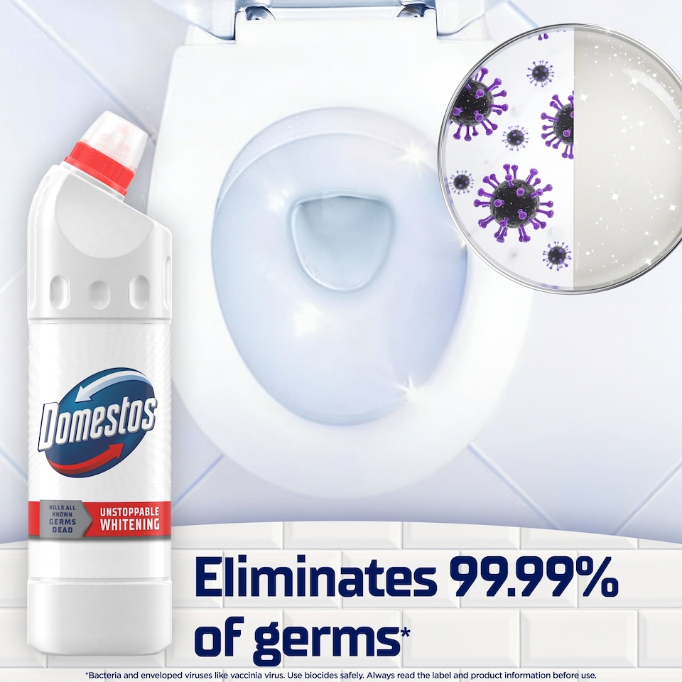 image 1 of Domestos Thick Bleach White & Sparkle Toilet & Bathroom Cleaner 750ml
