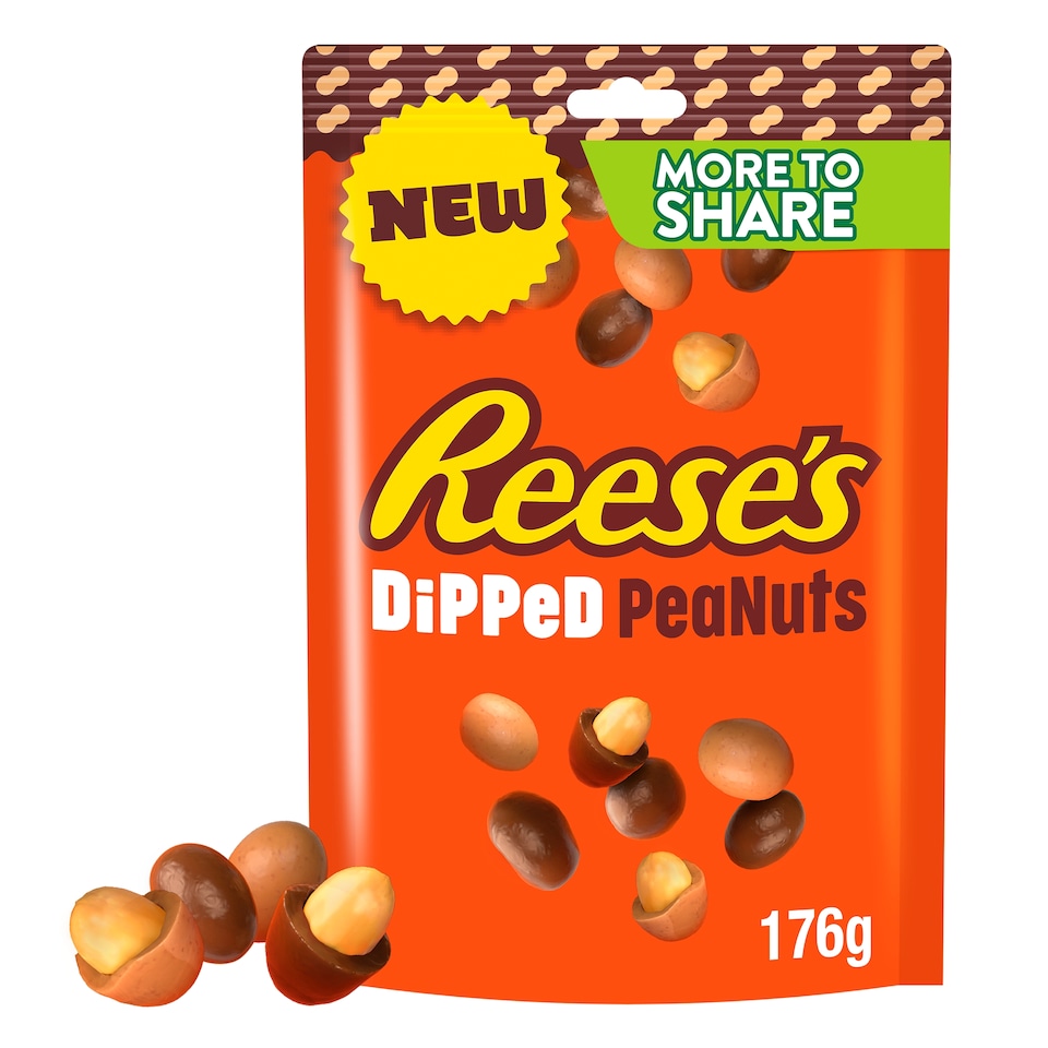 image 1 of Reese's Peanut Butter and Milk Chocolate Dipped Peanuts More to Share Pouch 176g