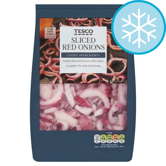 Tesco Sliced Red Onions 500G Tesco Groceries