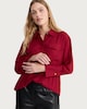 image 1 of F&F Crepe Pocket Detail Button Up Shirt in Red