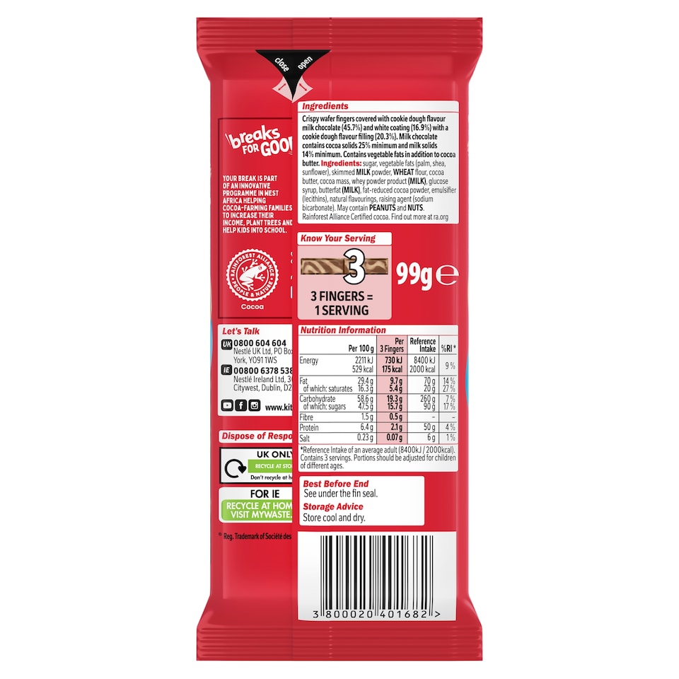 image 1 of KITKAT Cookie Dough Flavour Chocolate 99g