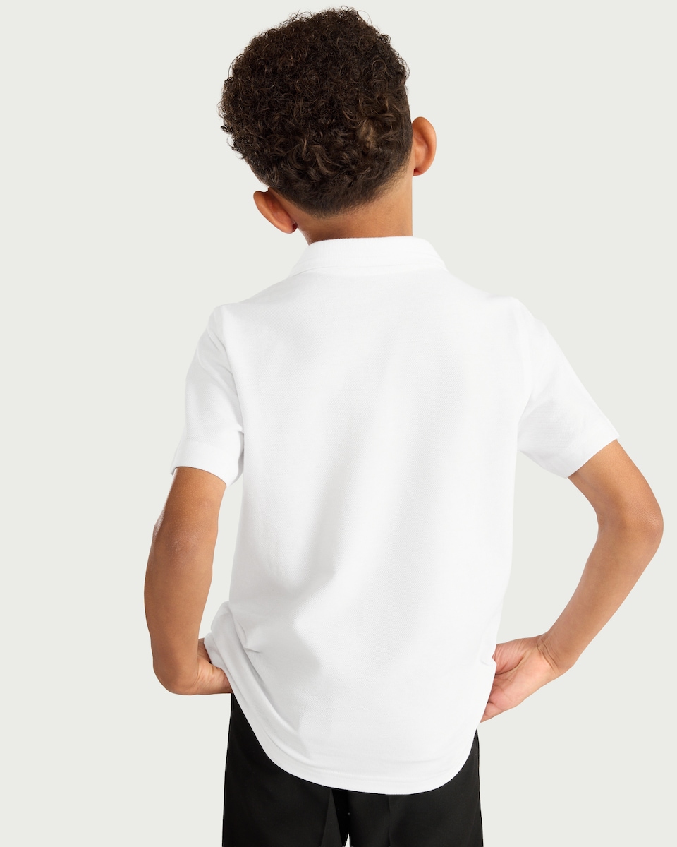 image 1 of F&F School Boys 3-Pack Pure Cotton Regular Fit Polo Shirts in White
