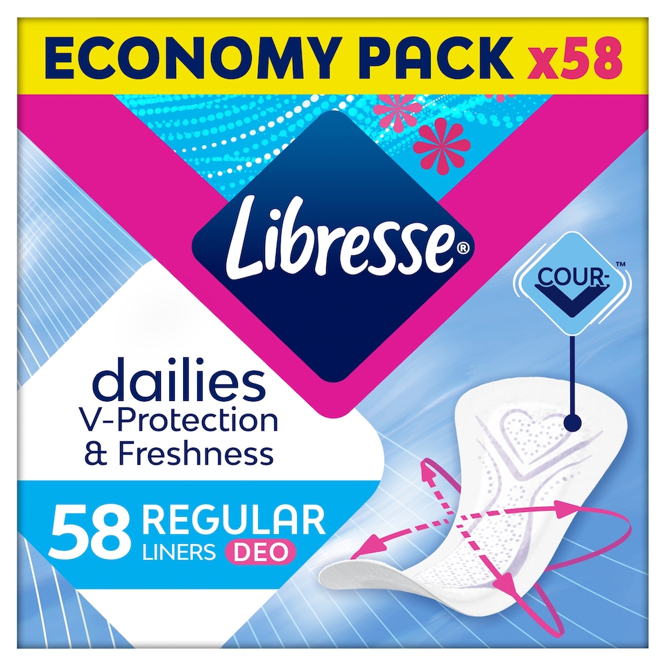 image 1 of Libresse Dailies V-Protection & Freshness Regular Deo Scented Pantyliners 58 pcs