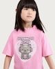 image 1 of F&F Girls Pure Cotton Listening to K-Pop T-Shirt in Pink