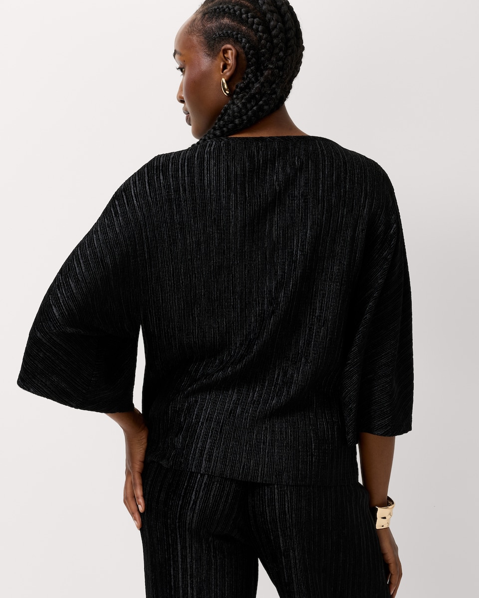 image 1 of F&F Velvet Textured Top in Black