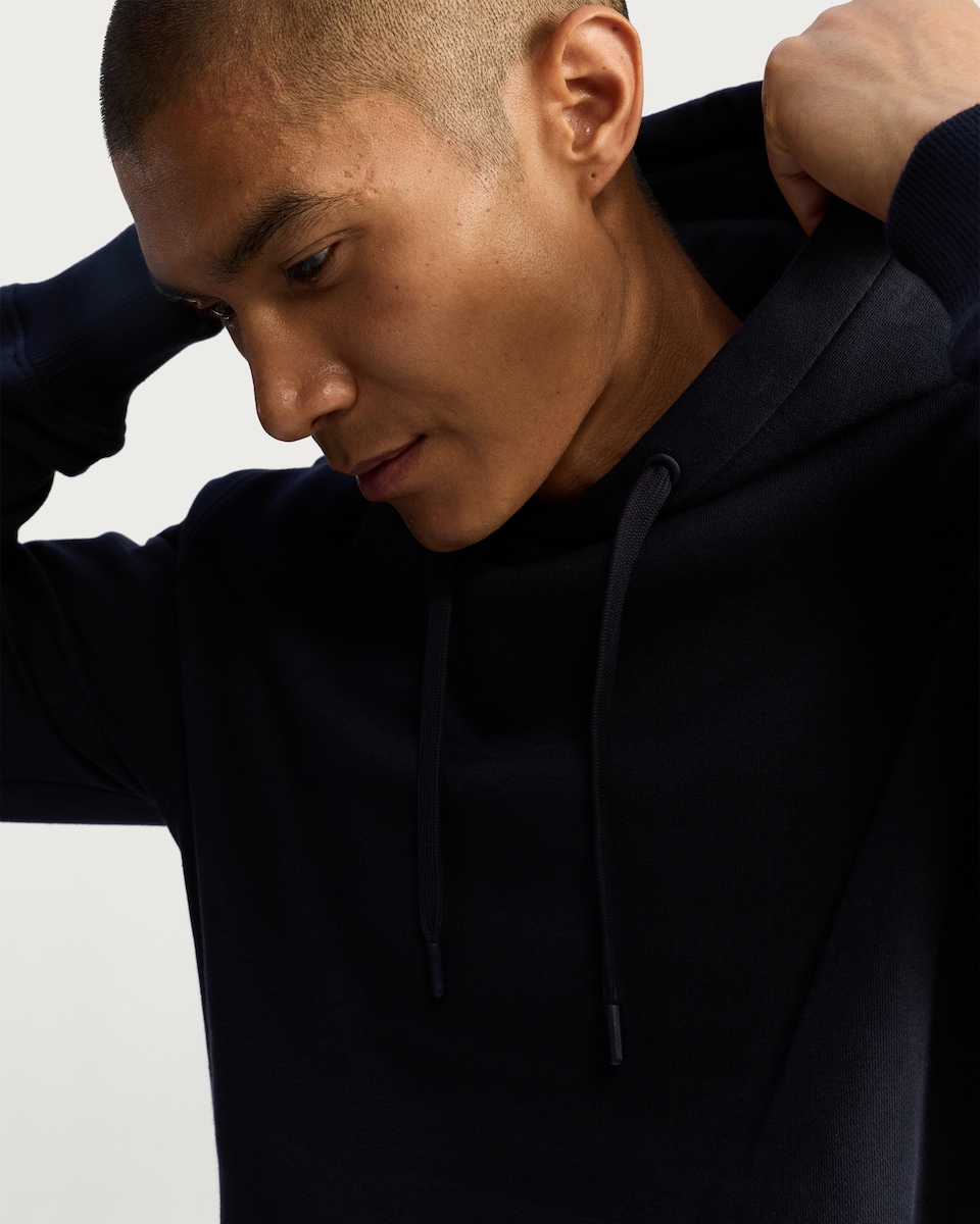 image 1 of F&F Regular Fit Cotton Rich Drawstring Hoodie in Navy