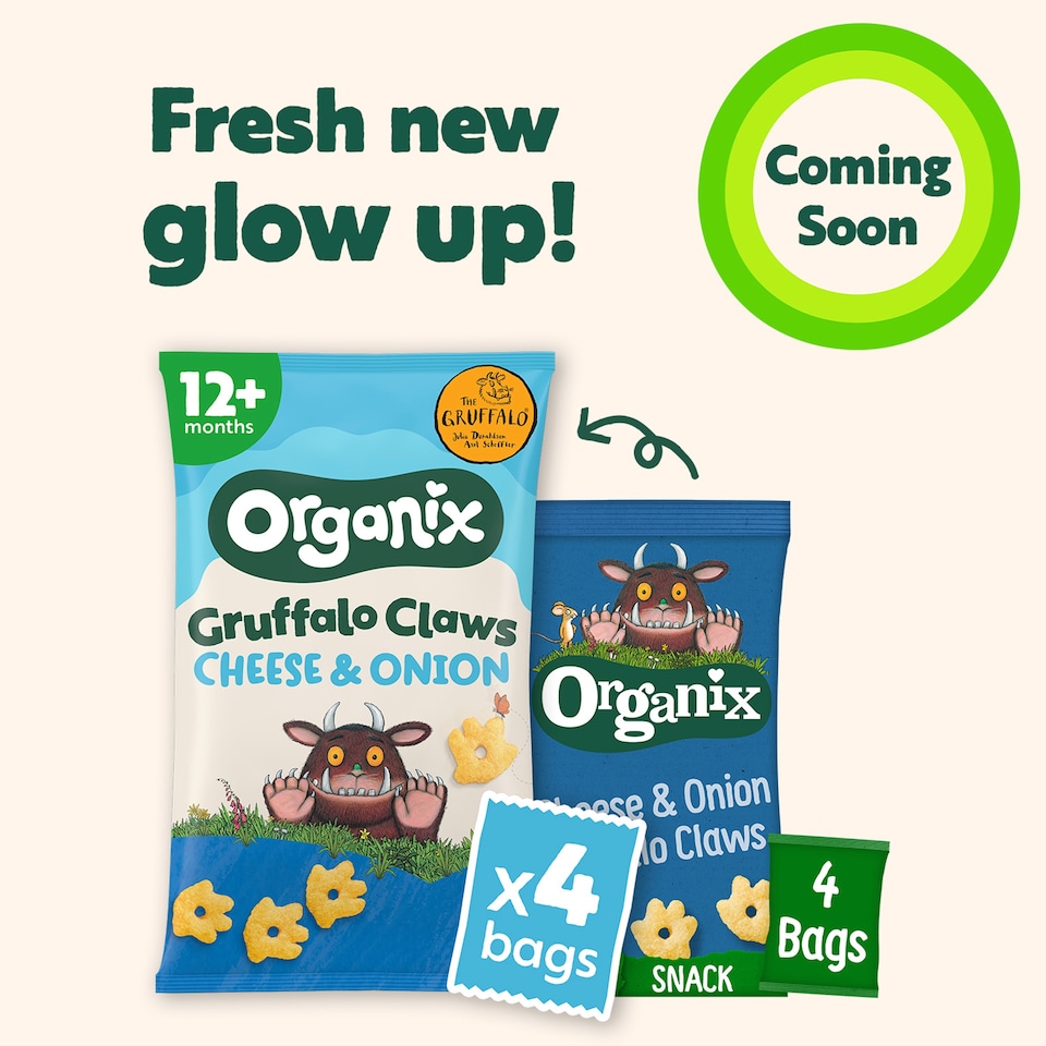 image 1 of Organix Cheese & Onion Gruffalo Claws Organic Toddler Snack Multipack 4x15g 12 months+