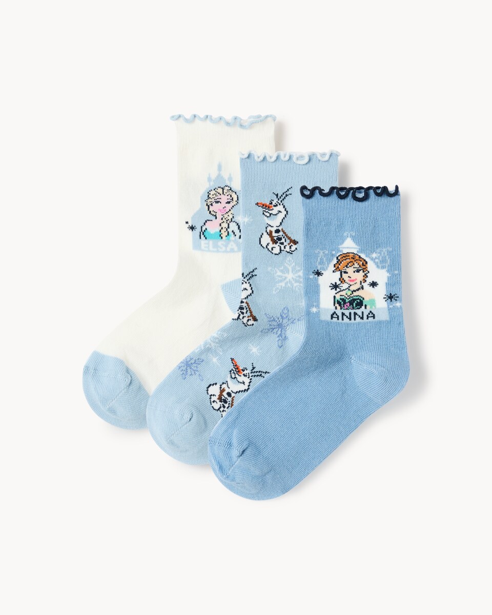 Disney Frozen 3-Pack Cotton Rich Ankle Socks in Blue