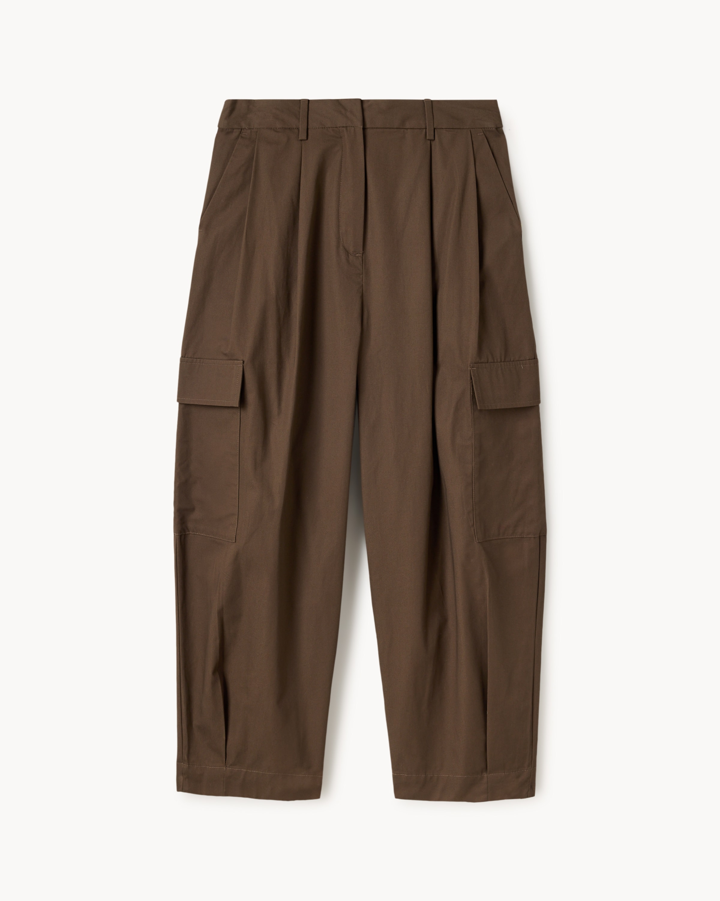 F&F Pure Cotton Tailored Barrel Leg Trousers in Multi Brown