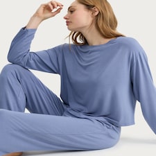 F&F CoolEase™ Long Sleeved Pyjama Top in Blue