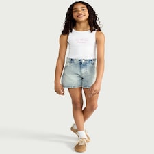 F&F Girls Pure Cotton Embellished Denim Shorts in Blue