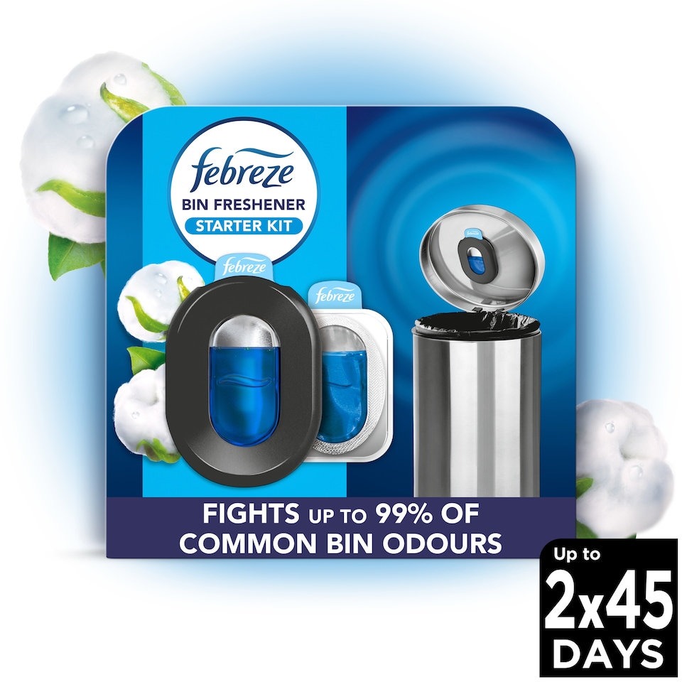image 1 of Febreze Bin Freshener Starter Kit Cotton Fresh Mega Pack 9.76ml