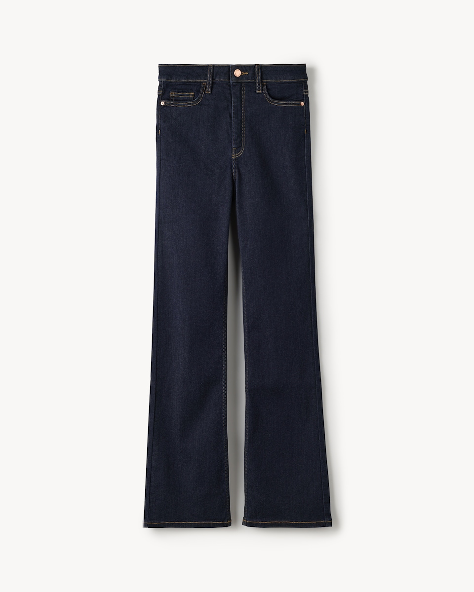 image 1 of F&F Contour High Rise Bootcut Jeans in Navy