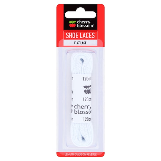 Cherry Blossom Flat Shoe Laces White 120Cm Tesco Groceries