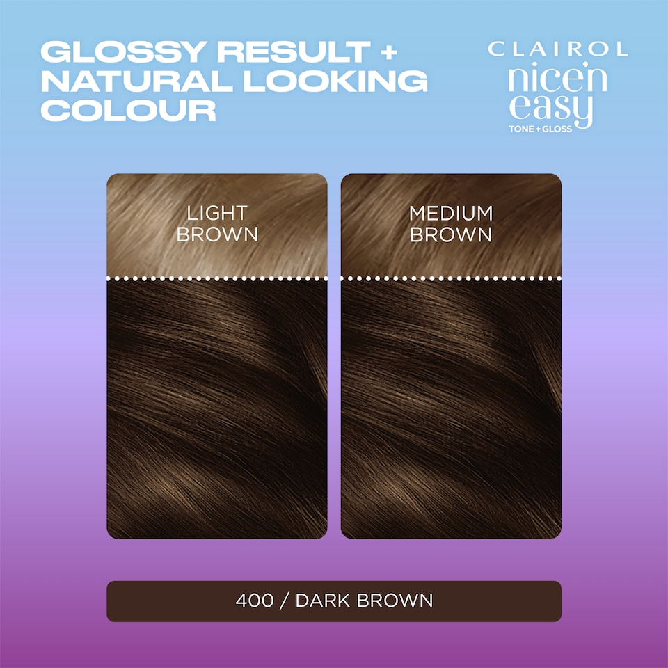 image 1 of CLAIROL NICE'N EASY TONE+GLOSS SEMI PERMANENT HAIR DYE - 400/79 DARK BROWN