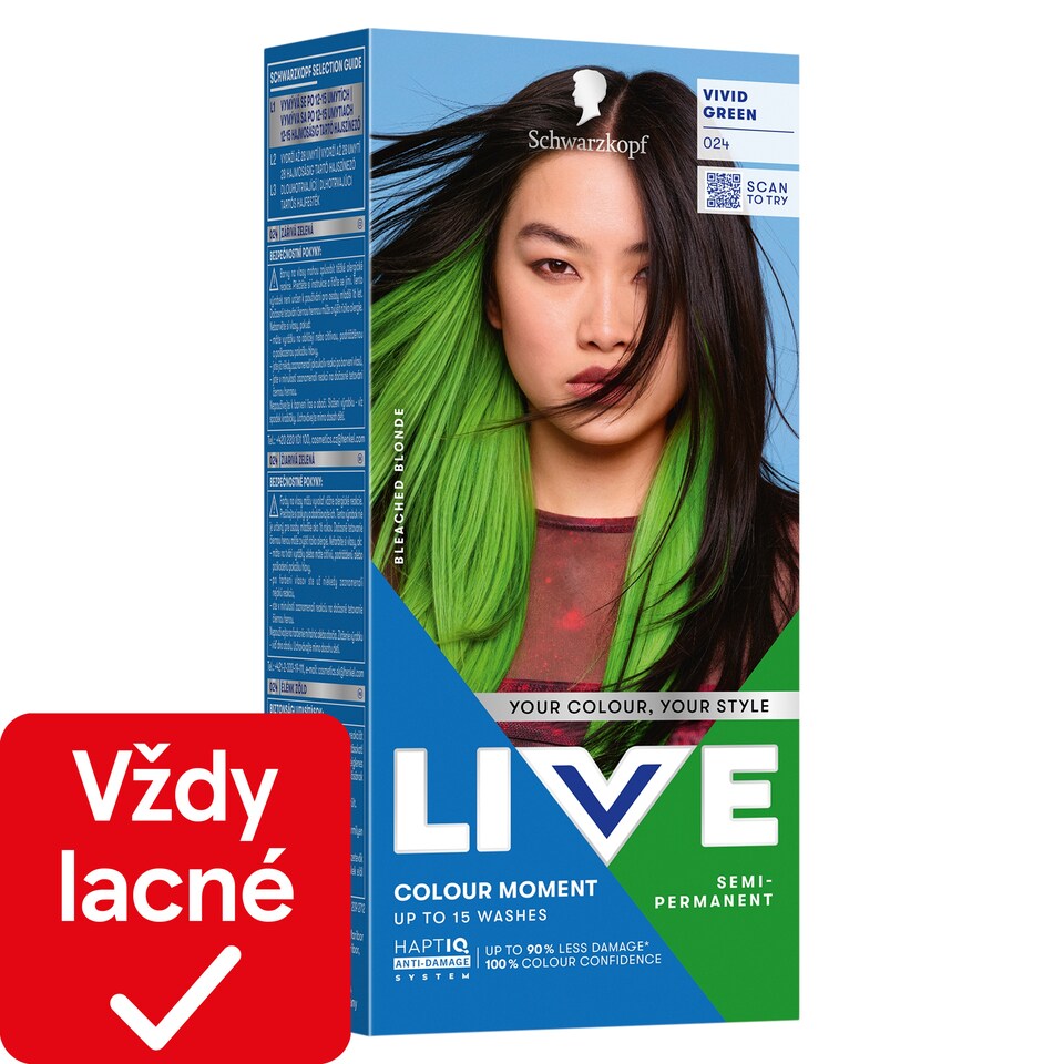 Schwarzkopf Live Colour Moment farba na vlasy 024 žiarivá zelená