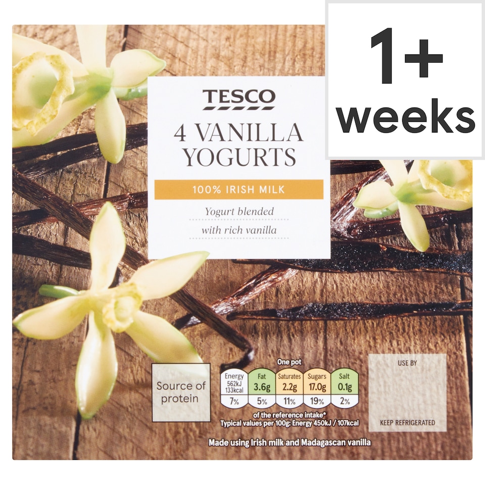 Tesco Vanilla Yoghurt 4X125g