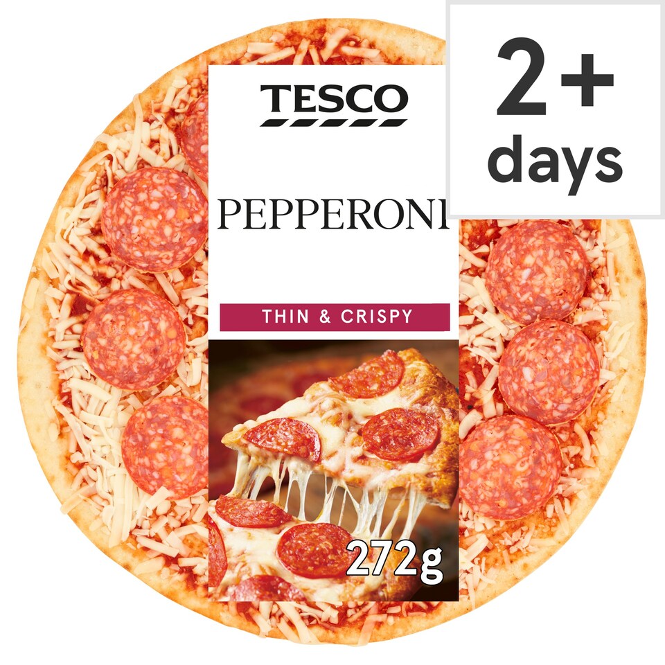 Tesco Thin & Crispy Pepperoni Pizza 272G Tesco Groceries