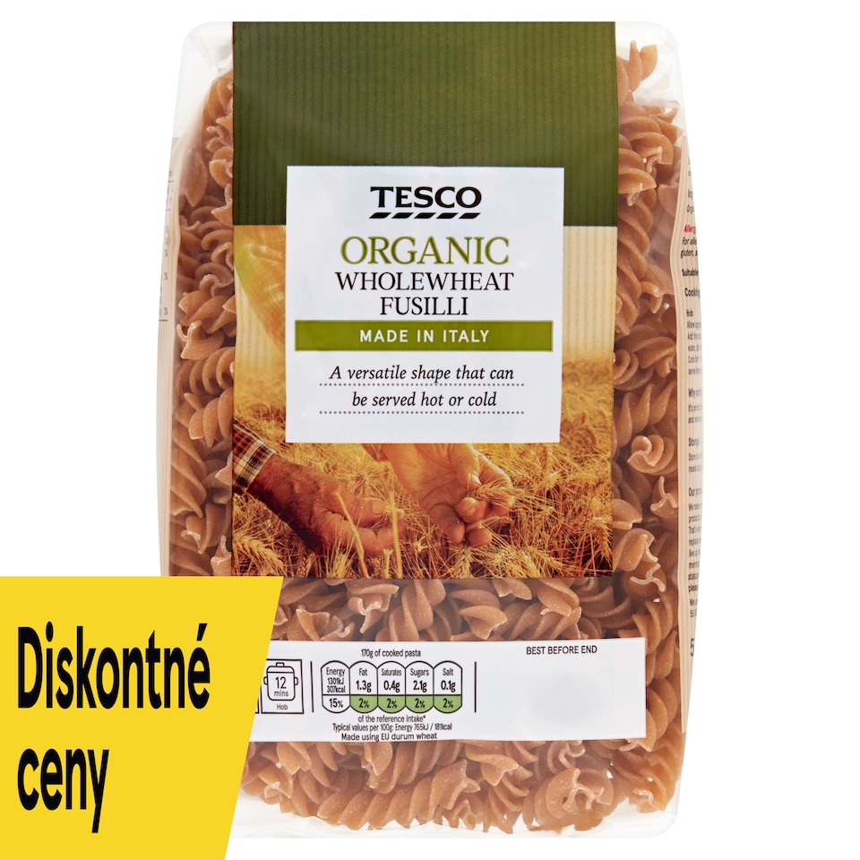 obrázok 1 z Tesco Bio bezvaječné celozrnné semolinové sušené cestoviny 500 g