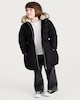 image 2 of F&F Girls Heart Print Faux Fur Hooded Puffer Coat in Black