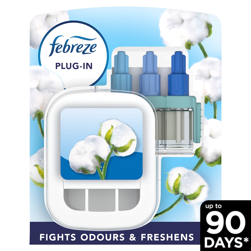 image 1 of Febreze Air Freshener Plug & Refill Starter Kit Cotton Fresh 20Ml