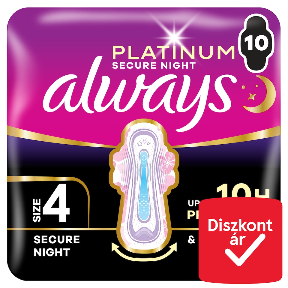 Always Platinum Egészségügyi Betét Secure Night (4-es méret), 10 db Betét  1. kép