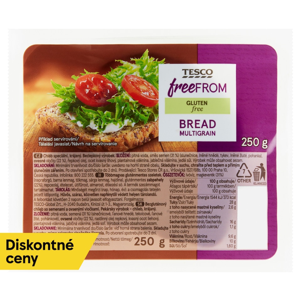 Tesco Free From Bezgluténový chlieb so semenami a ovsenými vločkami 250 g