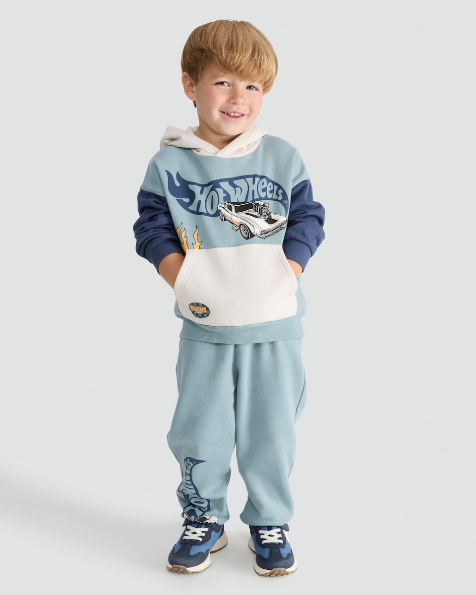 image 1 of Hot Wheels 2-Piece Cotton Rich Hoodie and Joggers Set in Blue