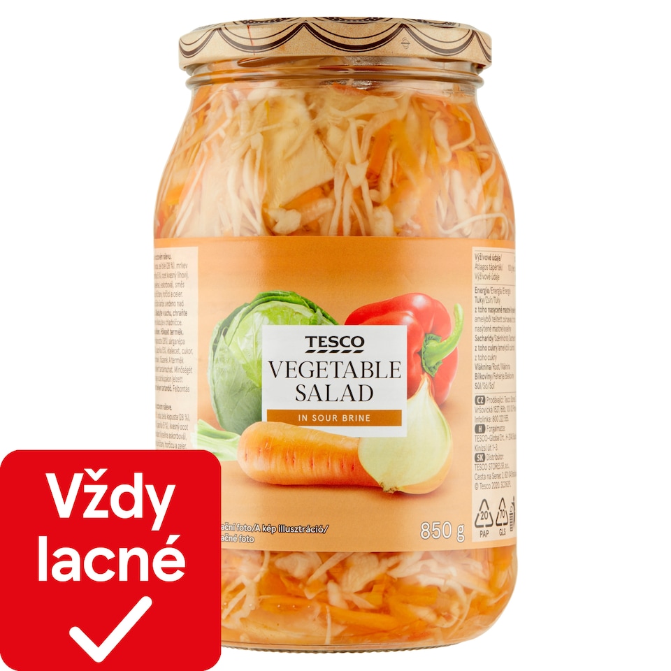 Tesco Zeleninový šalát v octovom náleve 850 g