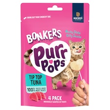 Bonkers Purrpops Freeze-Dried Cat Treats - Tip Top Tuna 4 Pack 5.6g