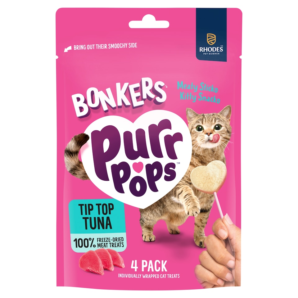 image 1 of Bonkers Purrpops Freeze-Dried Cat Treats - Tip Top Tuna 4 Pack 5.6g