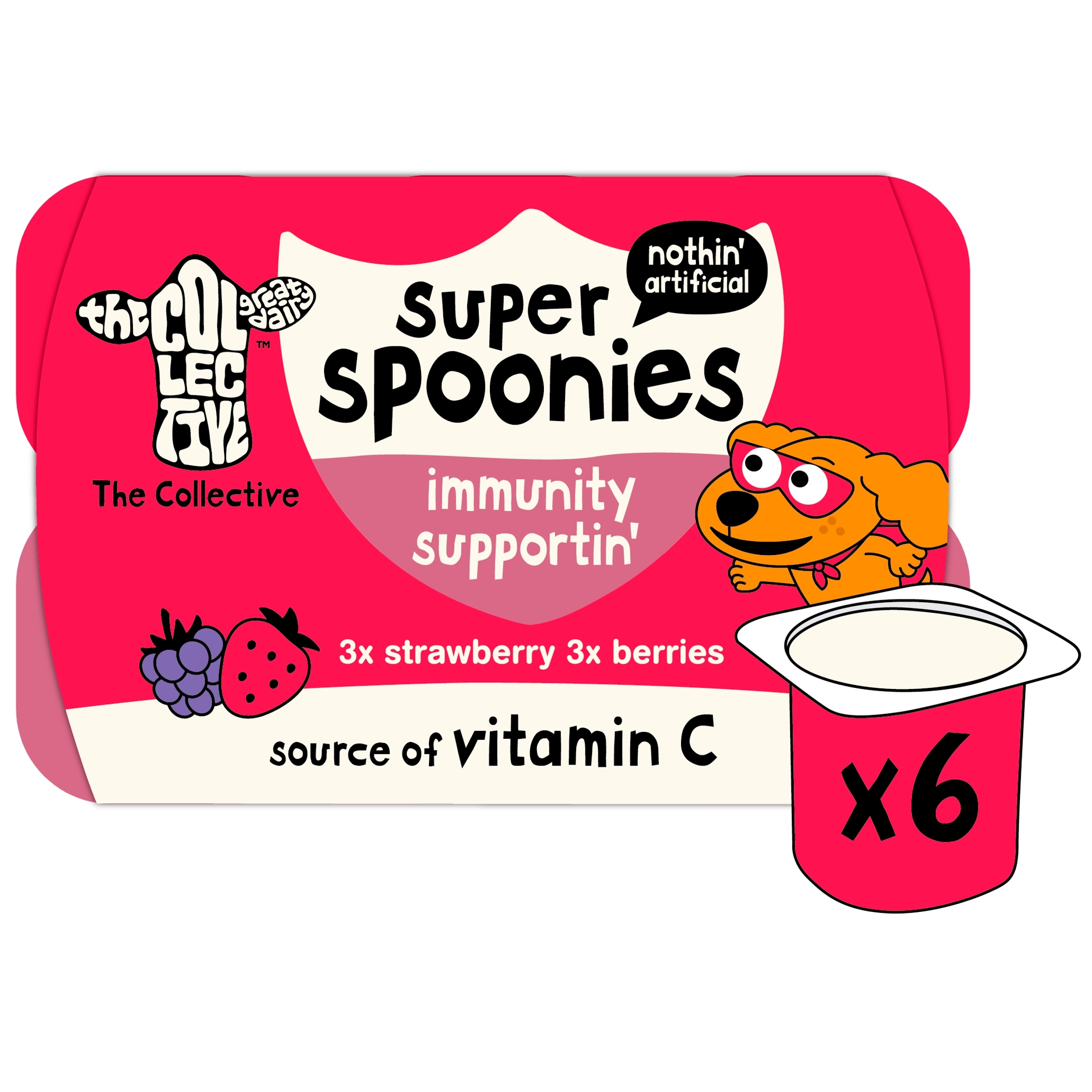 The Collective Dairy Super Spoonies Immunity Supportin Strawberry & Berries Yoghurt 6x42g