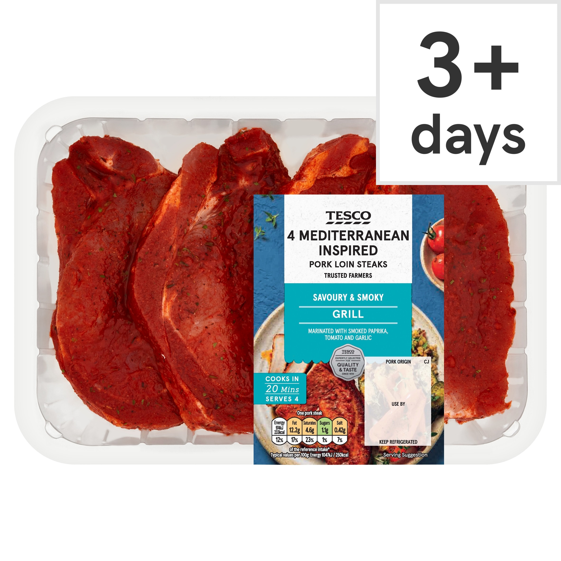 Tesco Mediterranean Pork Loin Steaks 600G