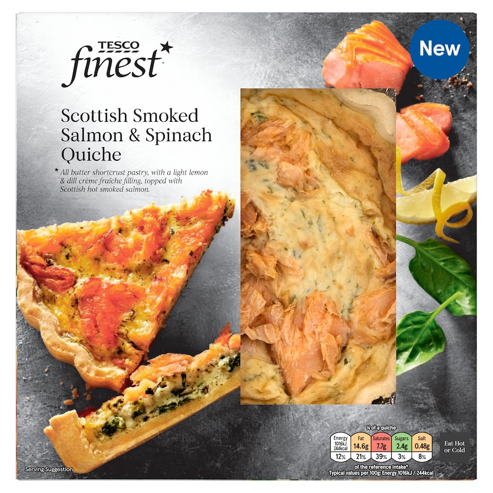 Tesco Finest Scottish Smoked Salmon and Spinach Quiche 400g