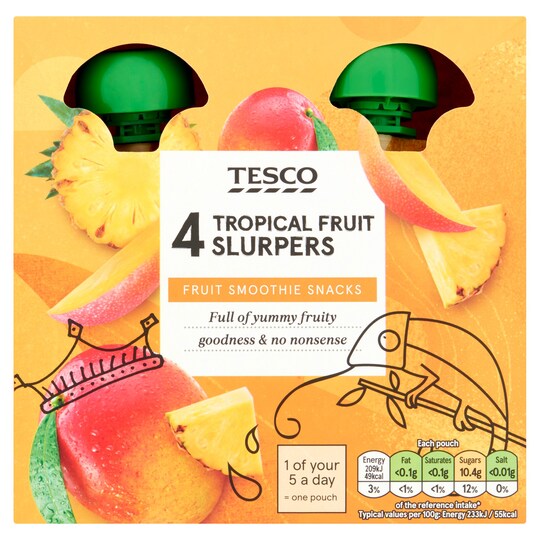 Tesco Tropical Fruit Slurpers 4X90g Tesco Groceries