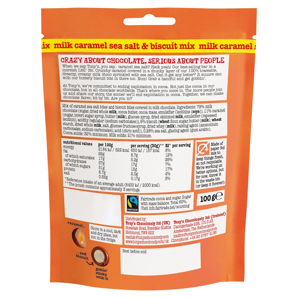 image 1 of Tony's Chocolonely Caramel Sea Salt & Biscuit Mix 100G
